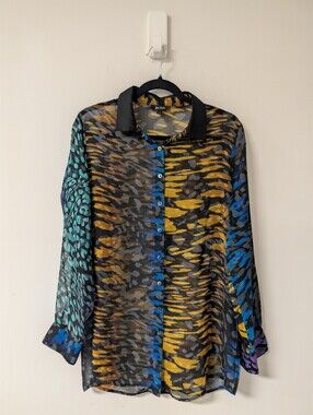 Jac Dale Multi Colored Sheer Leopard Print Blouse